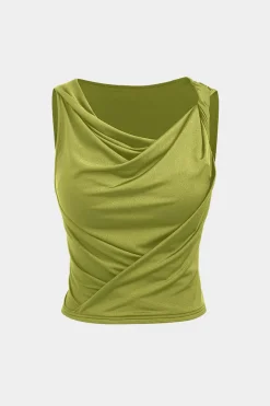 Ruched Asymmetrical Sleeveless Tank Top