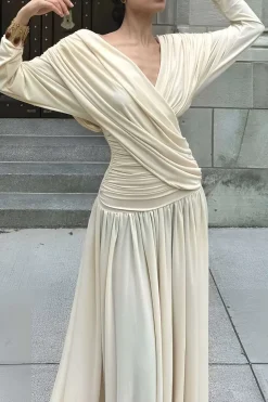Ruched Backless Maxi Dress