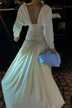 Ruched Backless Maxi Dress