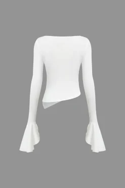 Ruched Bell Sleeve Top And Skirt Set