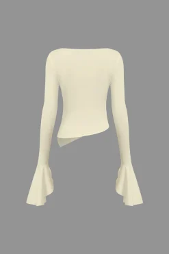 Ruched Bell Sleeve Top And Skirt Set