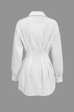 Ruched Button Long-Sleeve Shirt