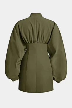 Ruched Button Long-Sleeve Shirt