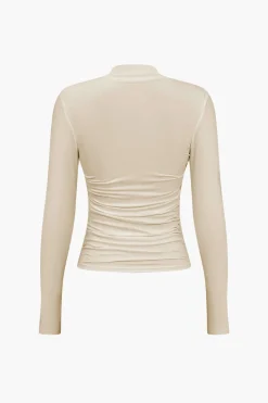 Ruched Crossover Long Sleeve Top