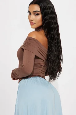 Ruched Cut Out Long-Sleeve Top