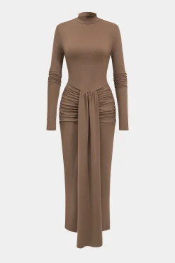 Ruched Detail Long Sleeve Maxi Dress