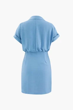 Ruched Detail Mini Shirt Dress