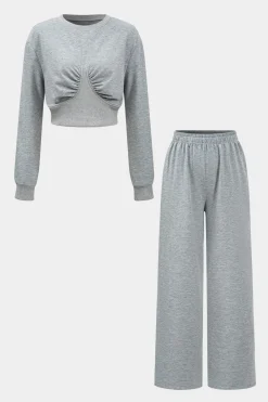 Ruched Detail Top And Trousers Set