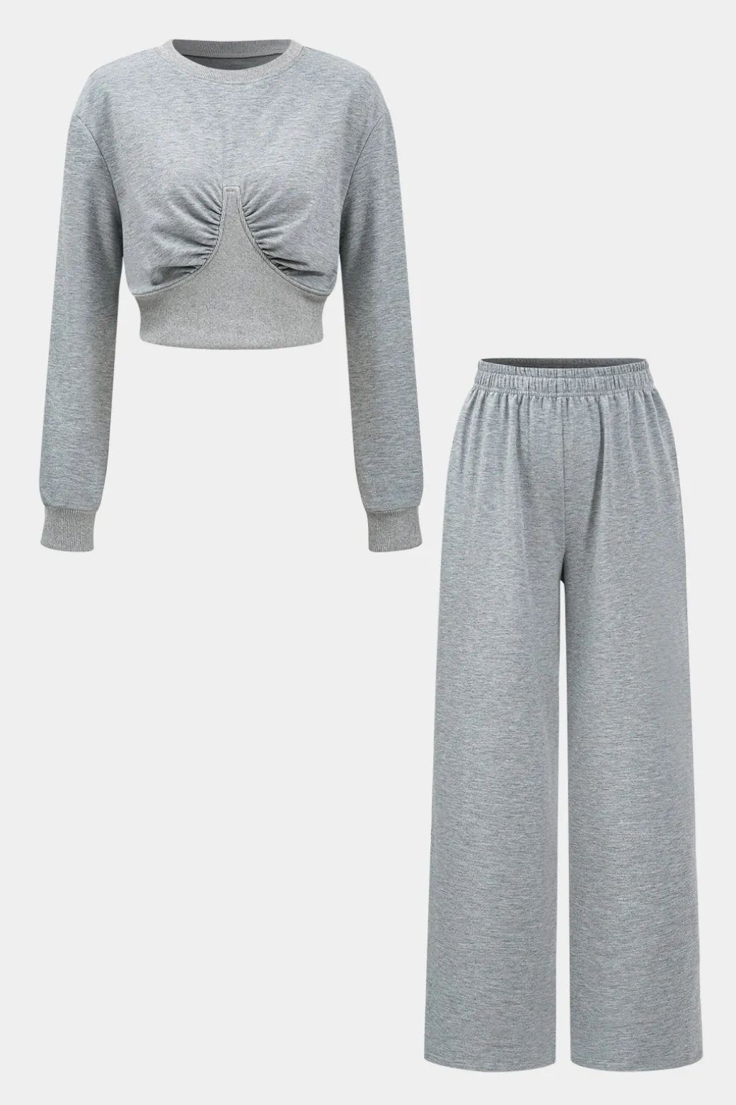 Ruched Detail Top And Trousers Set