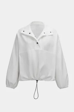 Ruched Drawstring Button Long-Sleeve Top And Shorts Set