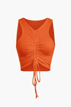 Ruched Drawstring Tank Top And Mermaid Maxi Skirt Set