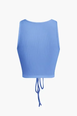 Ruched Drawstring Tank Top And Mermaid Maxi Skirt Set