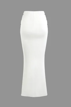 Ruched Drawstring Tank Top And Mermaid Maxi Skirt Set