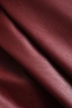 Ruched Faux Leather V-Neck Bodycon Mini Dress