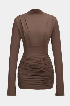Ruched Long Sleeve Mini Dress