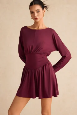 Ruched Long Sleeve Retro Mini Dress