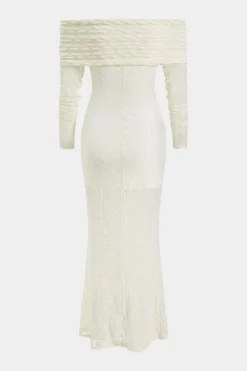 Ruched Off Shoulder Long Sleeve Maxi Dress