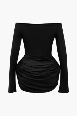 Ruched Off Shoulder Mini Dress