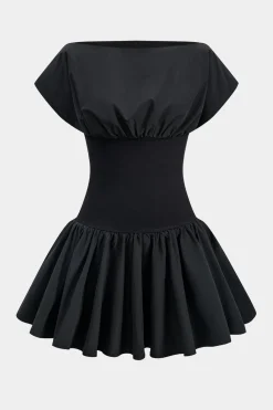 Ruched Patchwork Mini Dress