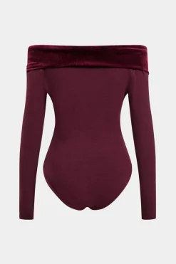 Ruched Patchwork Off Shoulder Long Sleeve Bodysuit