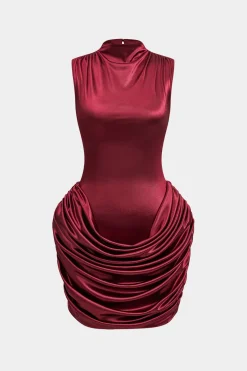 Ruched Sleeveless Mini Dress
