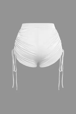 Ruched Sleeveless Top and Drawstring Shorts Set