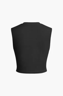 Ruched Sleeveless Top and Drawstring Shorts Set