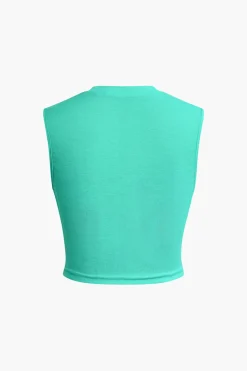 Ruched Sleeveless Top and Drawstring Shorts Set