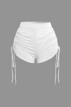 Ruched Sleeveless Top and Drawstring Shorts Set