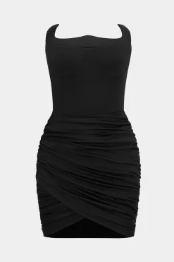 Ruched Strapless Sleeveless Mini Dress