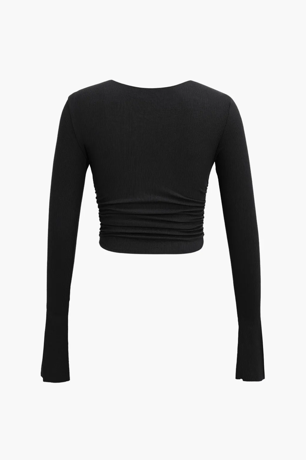 Ruched V-neck Slit Sleeve Top