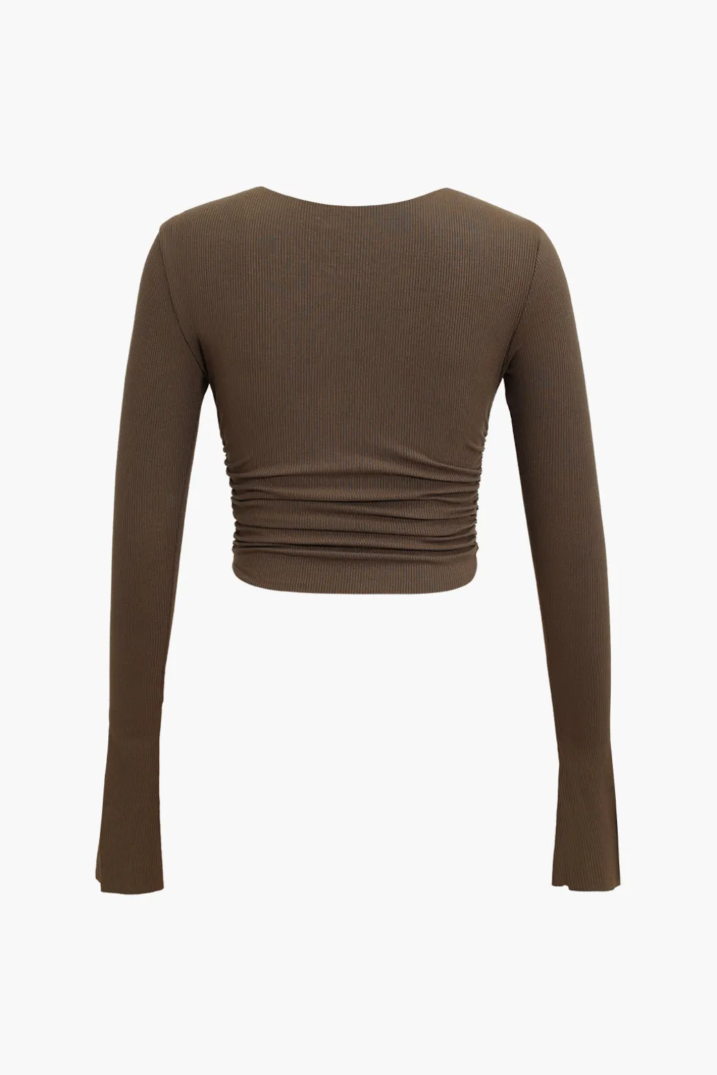 Ruched V-neck Slit Sleeve Top