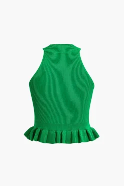 Ruffle Hem Knit Tank Top