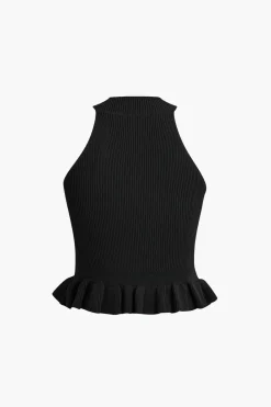 Ruffle Hem Knit Tank Top