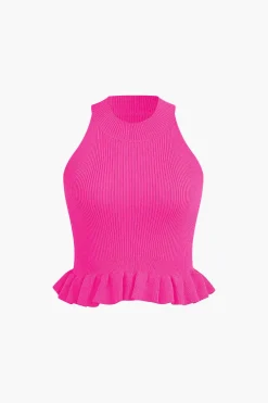 Ruffle Hem Knit Tank Top