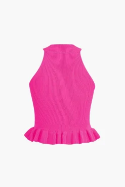 Ruffle Hem Knit Tank Top