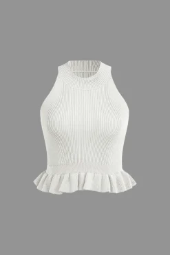 Ruffle Hem Knit Tank Top