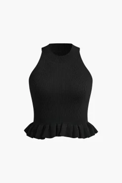 Ruffle Hem Knit Tank Top