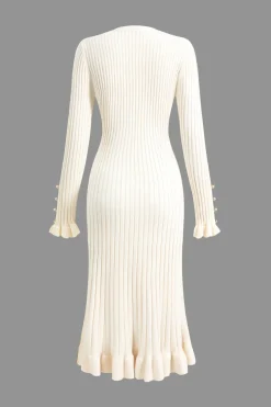Ruffle Hem Sweater Midi Dress