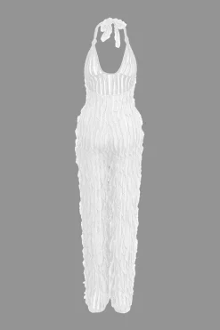 Ruffle Knot Halter Backless Jumpsuit