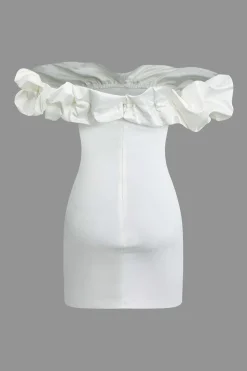 Ruffle Neckline Off The Shoulder Mini Dress