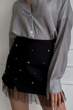 Ruffle Patchwork High Waist Skirt