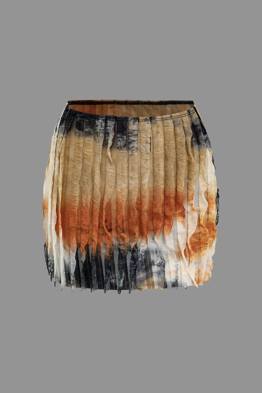 Ruffle Tie Halter Backless Cowl Neck Top And Tie Dye Mini Skirt Set