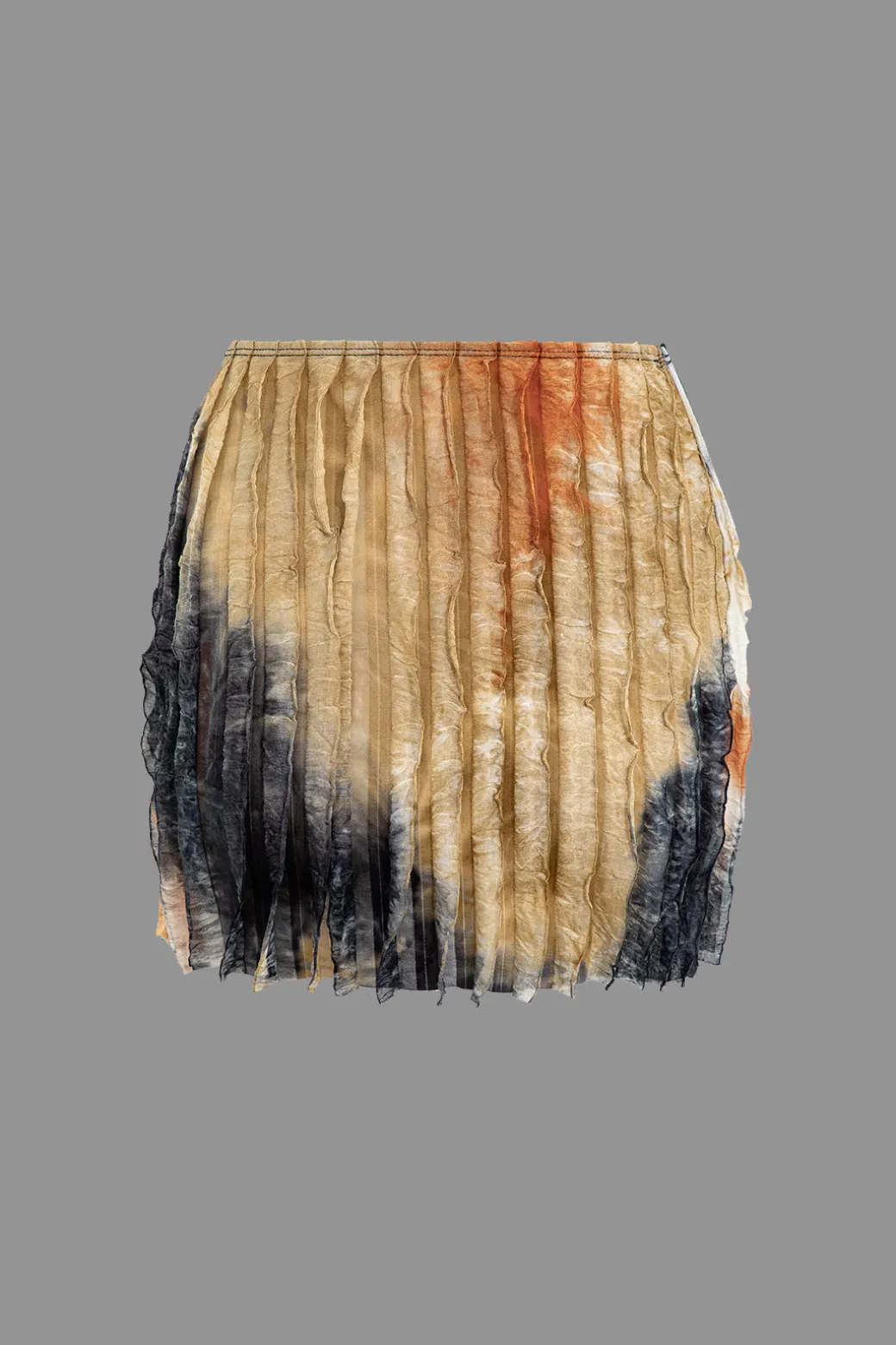 Ruffle Tie Halter Backless Cowl Neck Top And Tie Dye Mini Skirt Set