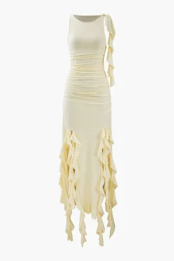 Ruffled Hem Slit Maxi Dress