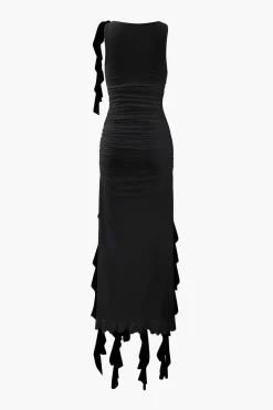 Ruffled Hem Slit Maxi Dress
