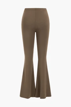 Ruffled Long Sleeve Top And Flared Trouser Set