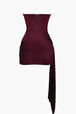 Satin Asymmetrical Sleeveless Mini Dress