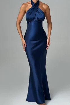 Satin Backless Sleeveless Maxi Dress
