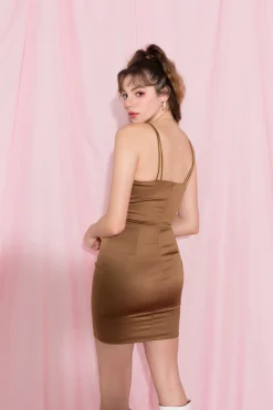 Satin Bustier Tight Waist Mini Dress